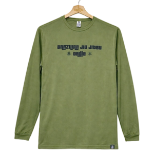 Camiseta Manga Longa ORDiE Brazilian Jiu Jitsu Verde Militar Premium