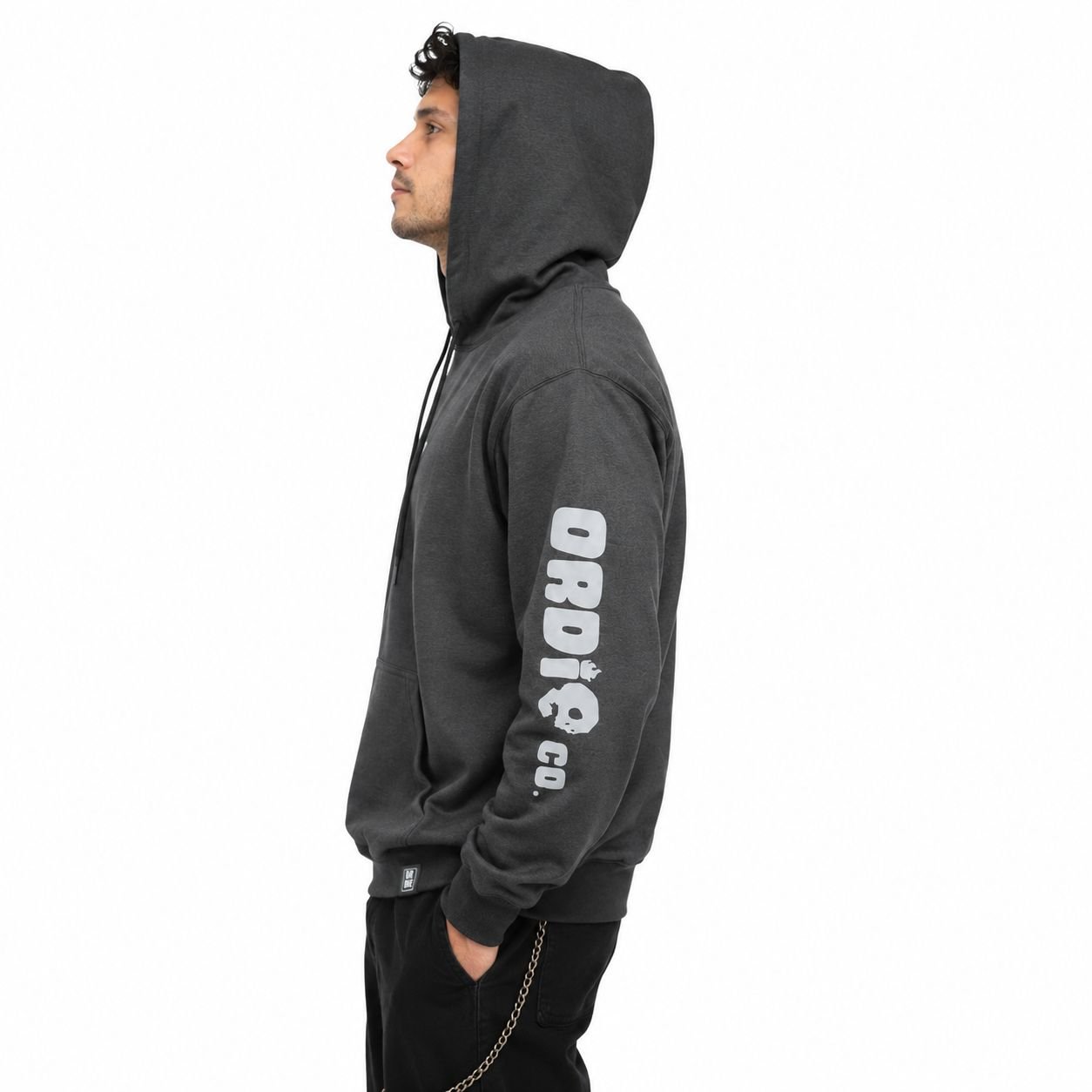 Moletom Canguru ORDiE CO. 3 Cabos Preto com Logo Bordado e Silk nas Mangas - Imagem 5