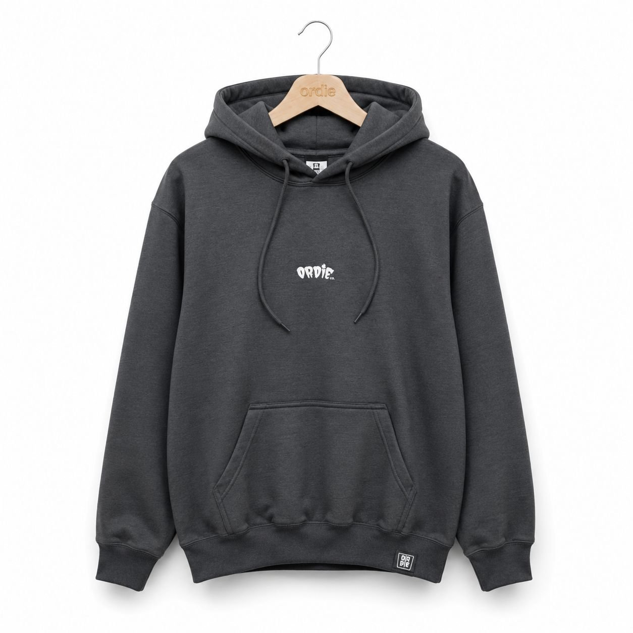 Moletom Canguru ORDiE CO. 3 Cabos Preto com Logo Bordado e Silk nas Mangas